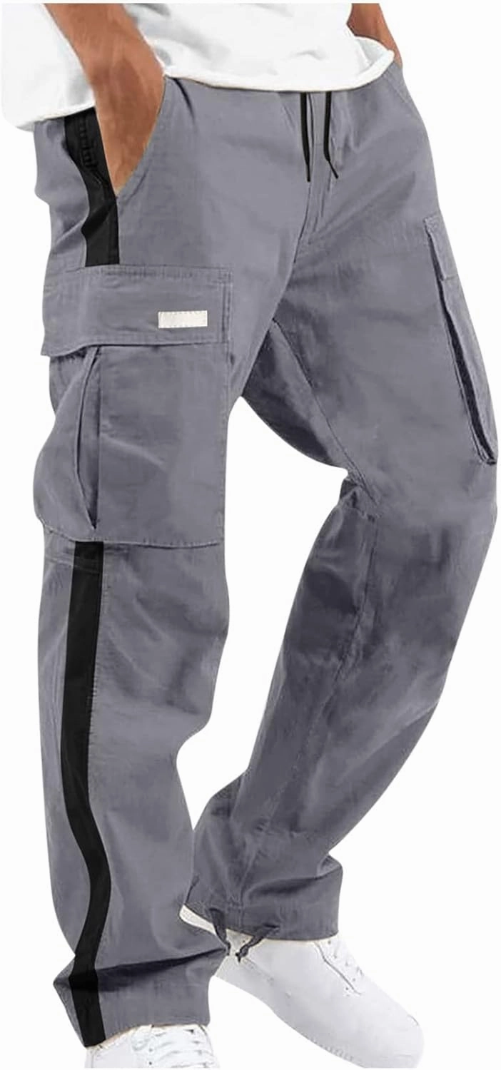 Cargo Pants for Men Relax Fit Elastic Waist Drawstring Pants Fishing Travel Outdoor Stretch Trousers with Pockets
