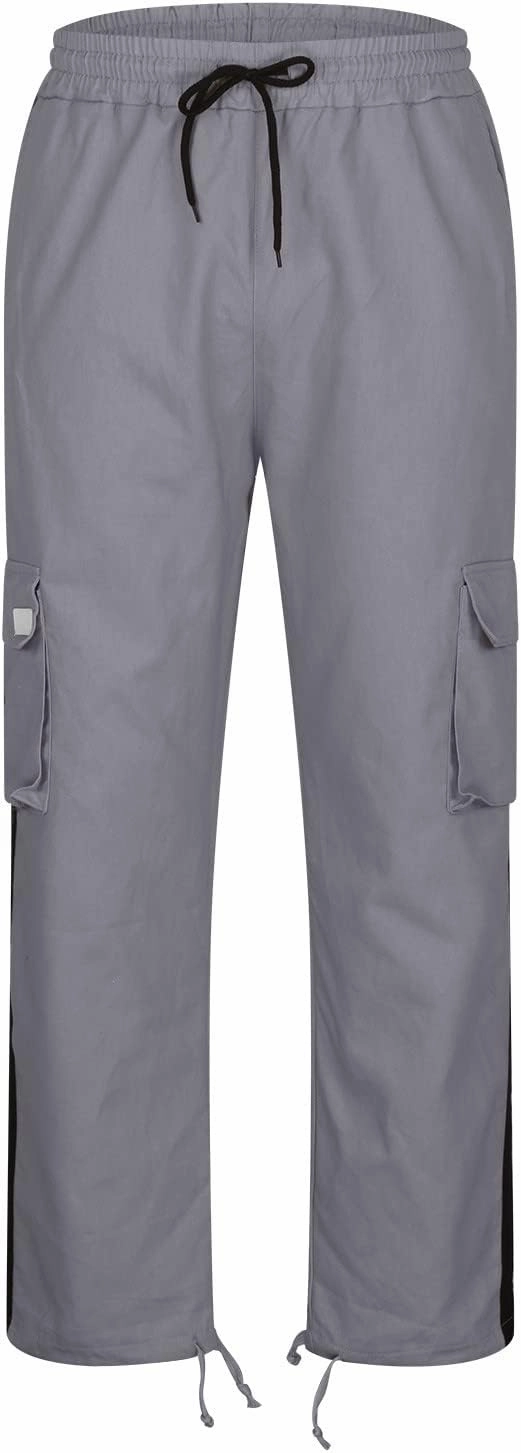 Cargo Pants for Men Relax Fit Elastic Waist Drawstring Pants Fishing Travel Outdoor Stretch Trousers with Pockets