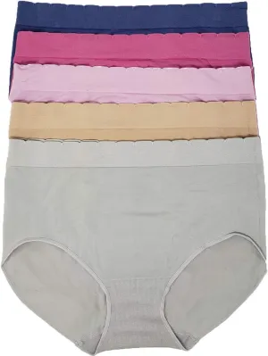 Carole Hochman Ladies' Seamless Brief, 5-Pack, Variety (Pink,Blue,Nude,Magenta,Gray