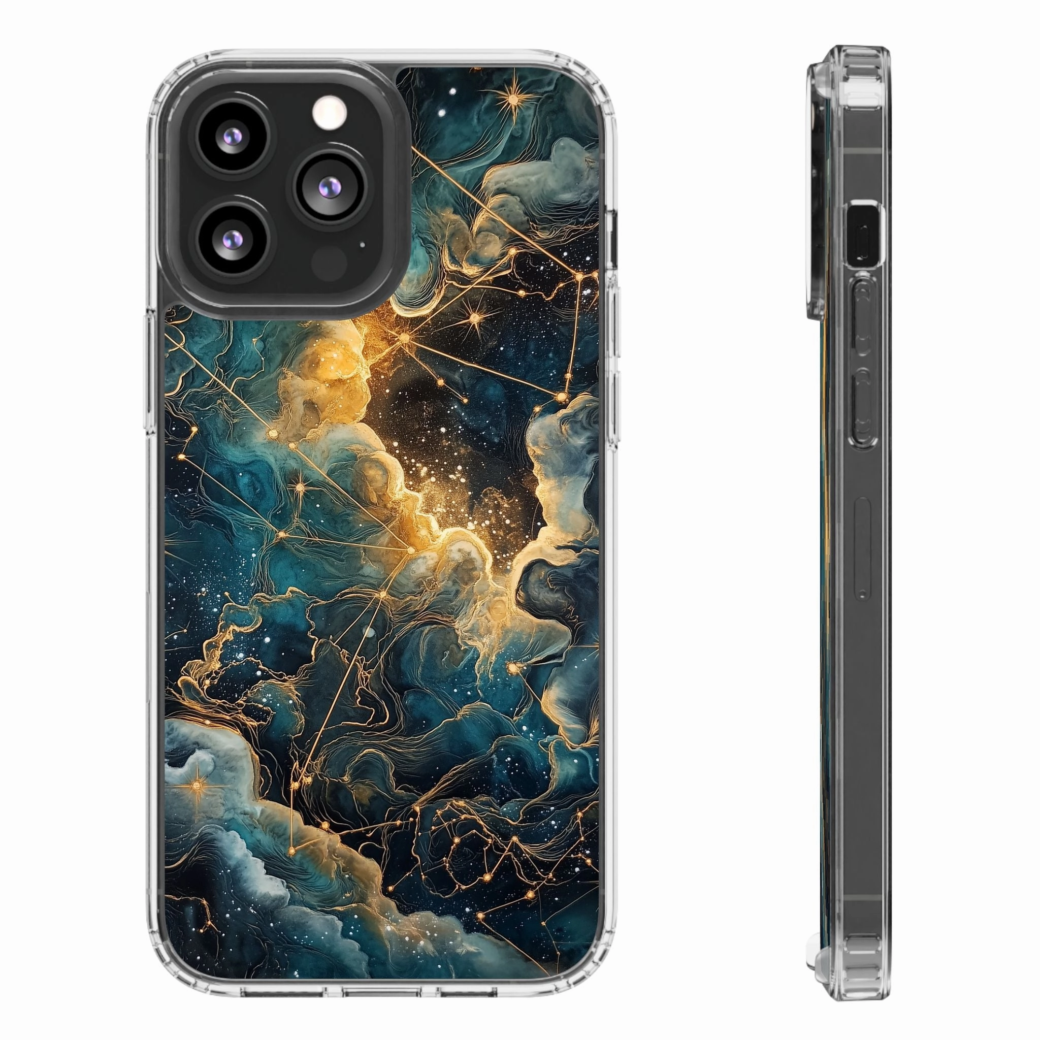 Celestial Clear iPhone Case – Starry Night Aesthetic with Cosmic Charm