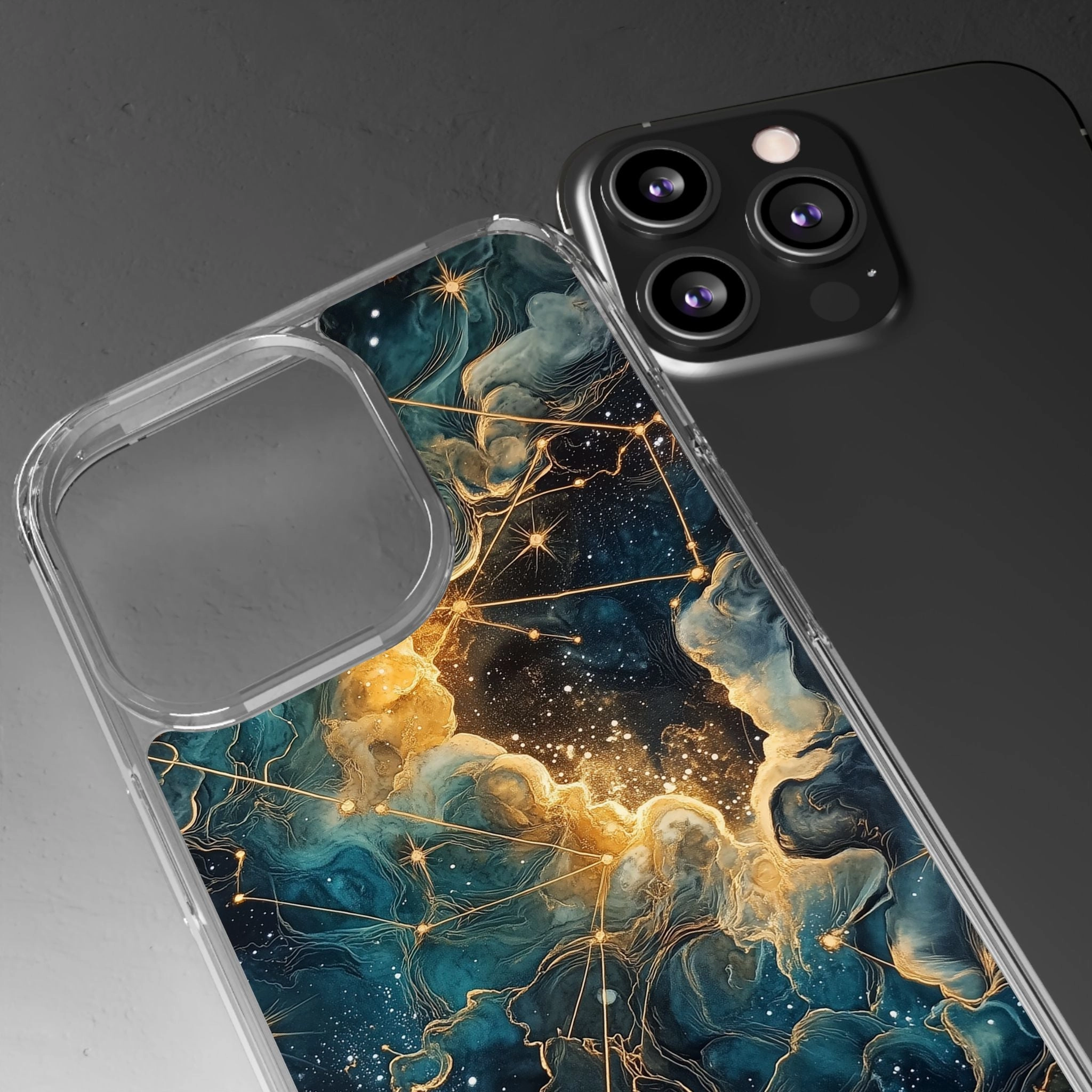 Celestial Clear iPhone Case – Starry Night Aesthetic with Cosmic Charm