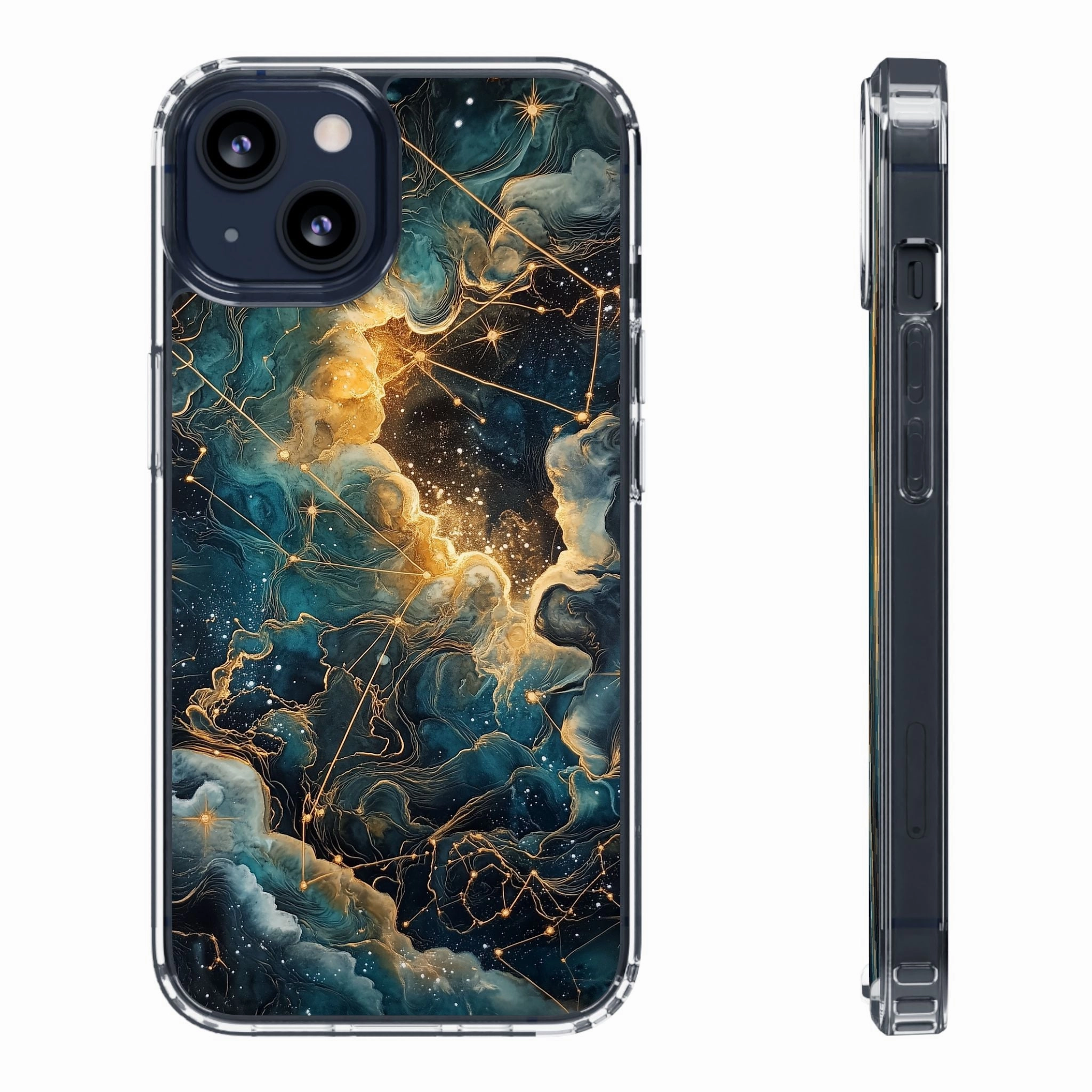 Celestial Clear iPhone Case – Starry Night Aesthetic with Cosmic Charm