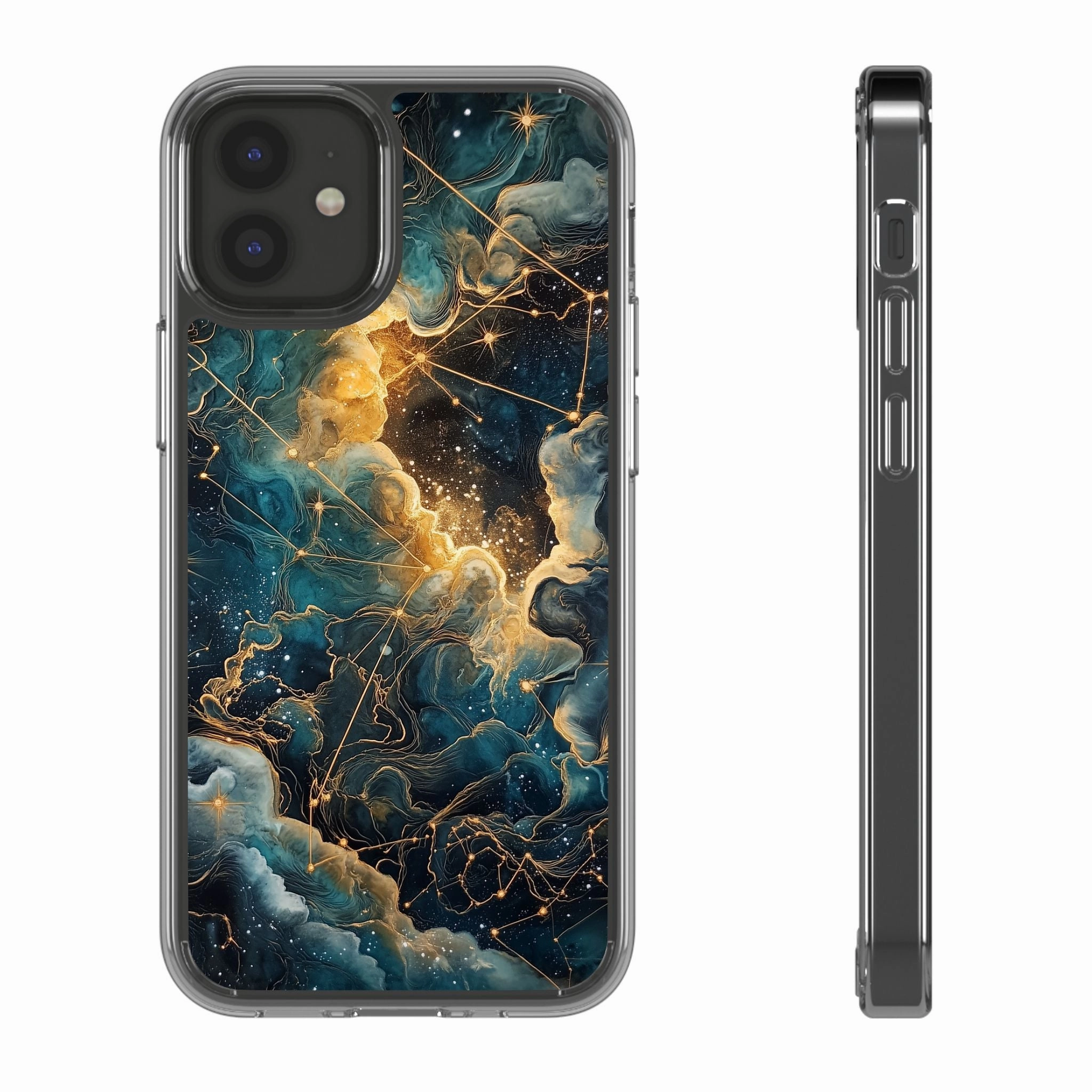 Celestial Clear iPhone Case – Starry Night Aesthetic with Cosmic Charm