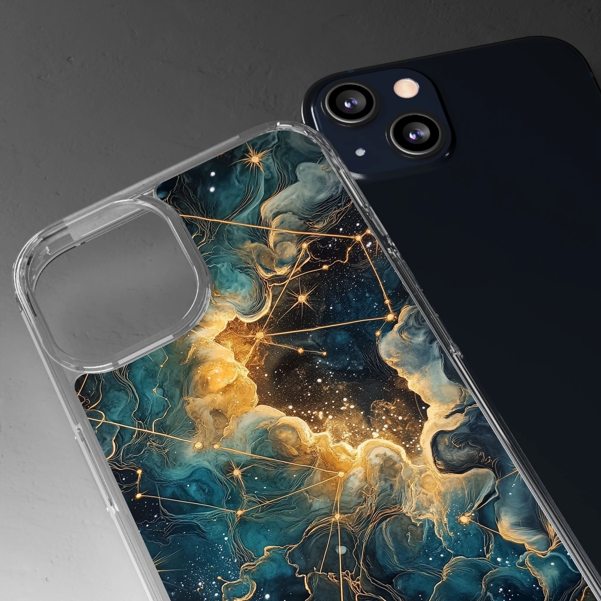 Celestial Clear iPhone Case – Starry Night Aesthetic with Cosmic Charm