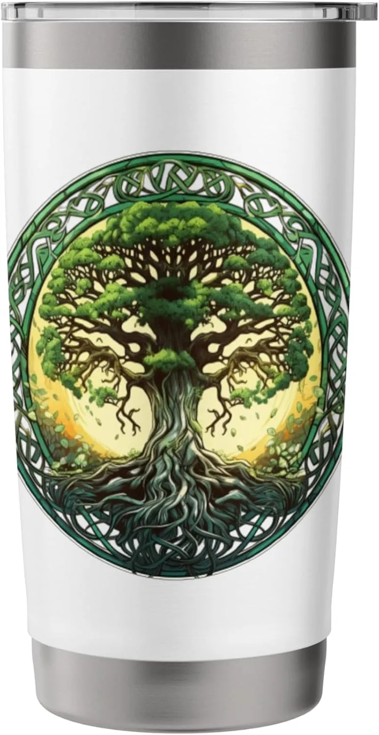 Celtic Tree of Life Symbol with Knotwork Design Stainless Steel Insulated Tumbler
