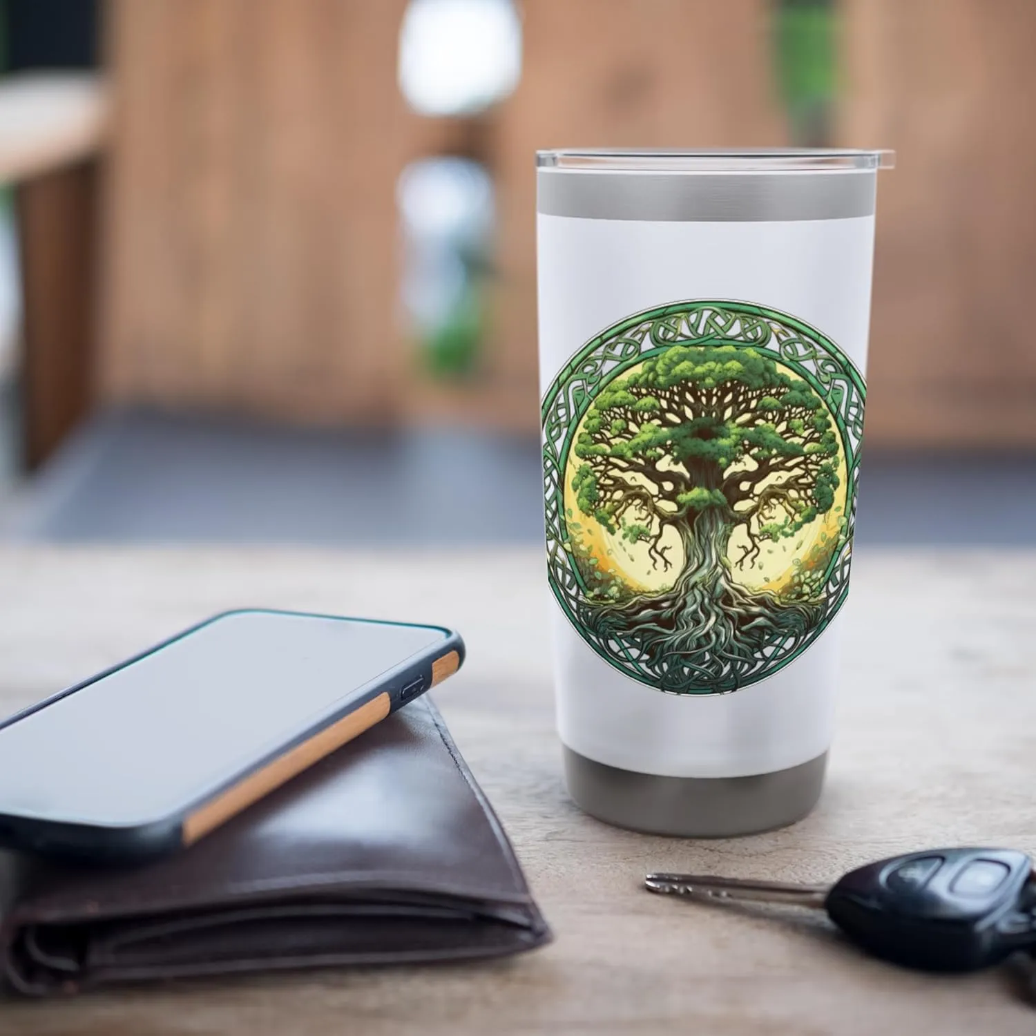 Celtic Tree of Life Symbol with Knotwork Design Stainless Steel Insulated Tumbler