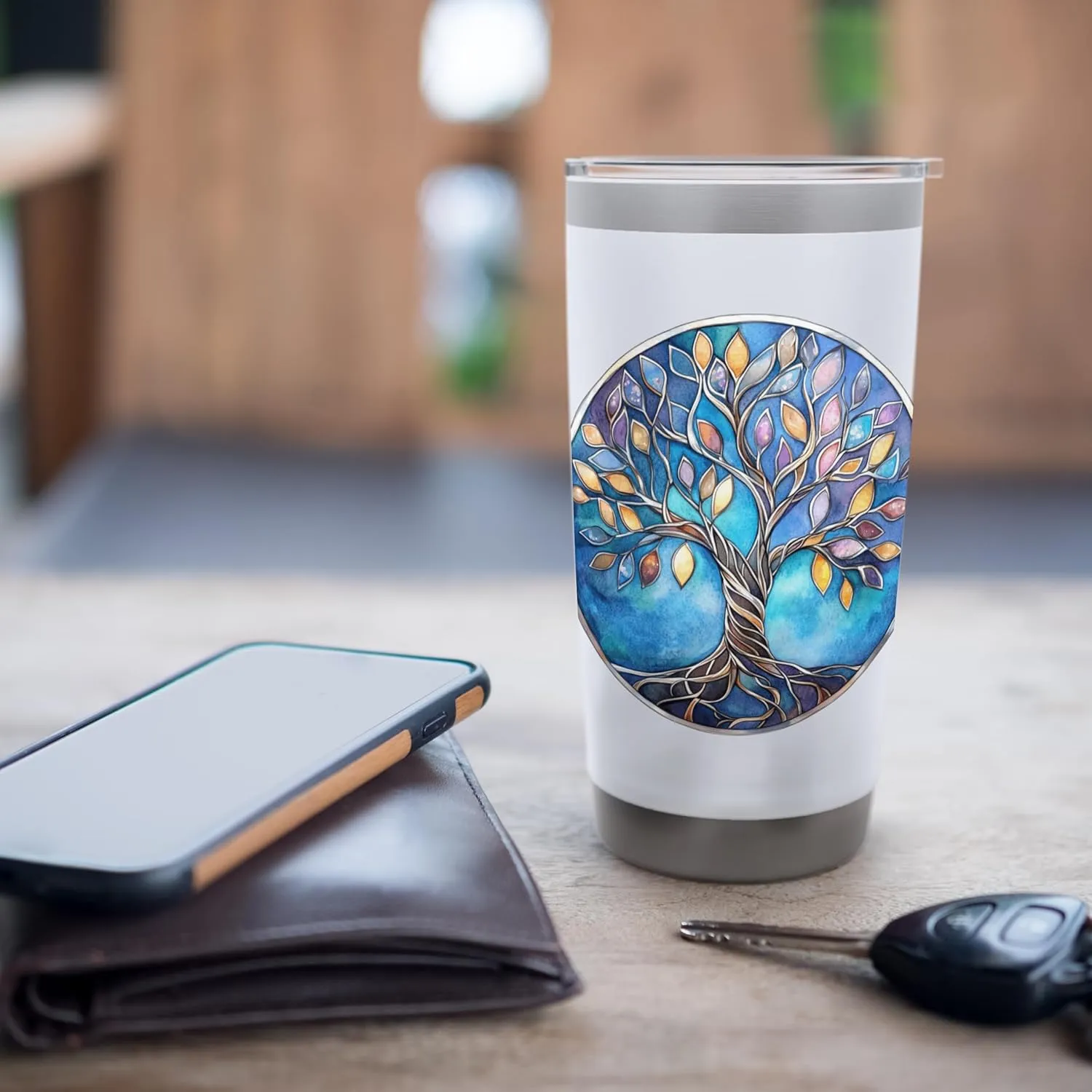 Celtic Tree of Life Symbol with Knotwork Design Stainless Steel Insulated Tumbler