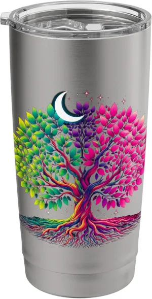 Celtic Tree of Life Symbol with Knotwork, Moon Phases Stainless Steel Insulated Tumbler