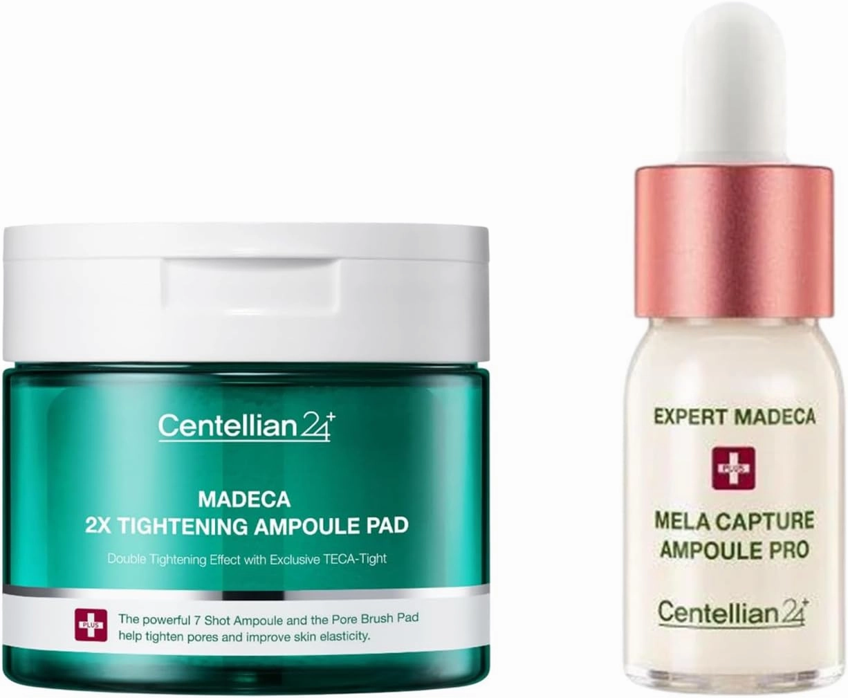 Centellian 24 Expert Serum (Season 3, 0.33fl oz x 1pc)   Madeca Double Tightening Ampoule Pad (5.58fl oz x 60 pcs) - Korean Skin Care for Soothing, Even Tone, Pore Minimizing, Hydration & Exfoliation