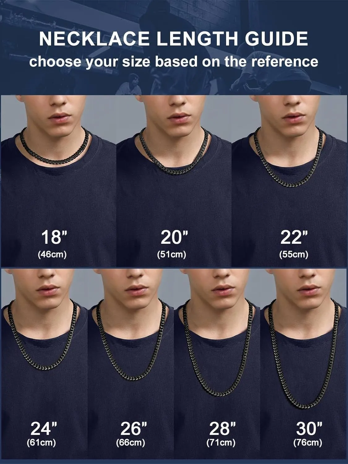 ChainsPro Men Chunky Miami Cuban Chain Necklace, Custom Available, 4.8/6/10/14mm Width, 18/20/22/24/26/28/30inch Length, Gold Plated/Stainless Steel/Black, Send Gift Box