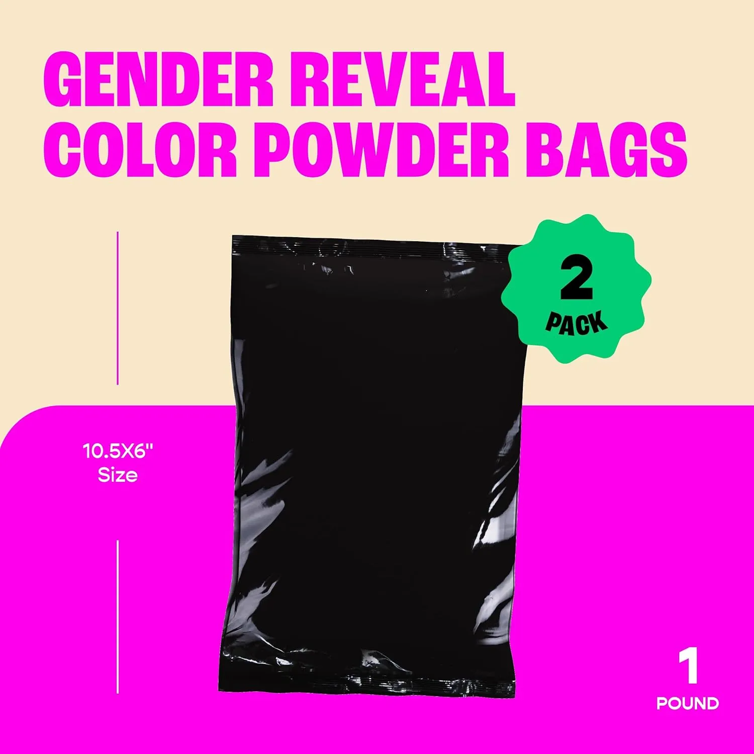 Chameleon Colors Pink Gender Reveal Powder - Blackout Kit - Two 1 lb Bags - Vibrant Pink Color - Powder for Baby Girl Gender Reveal - Color Not Visible Through Bag - Easy Cleanup - Non-Toxic