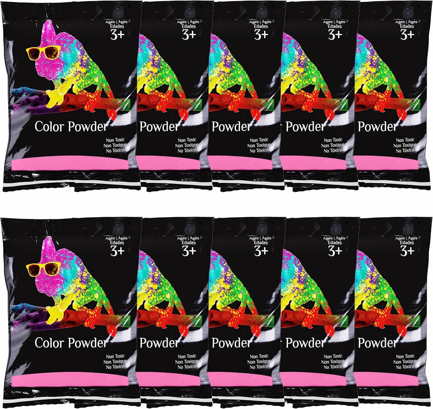 Chameleon Colors Pink Gender Reveal Powder Bags - 70g Bags - 10 Pack - Perfect for Parties - Vibrant Pink Color - Powder for Baby Girl Gender Reveal - Easy-Open Bags - Easy Cleanup - Non-Toxic