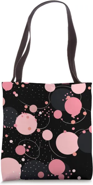 Chic Modern Black Pink Polka Dot Pattern Tote Bag