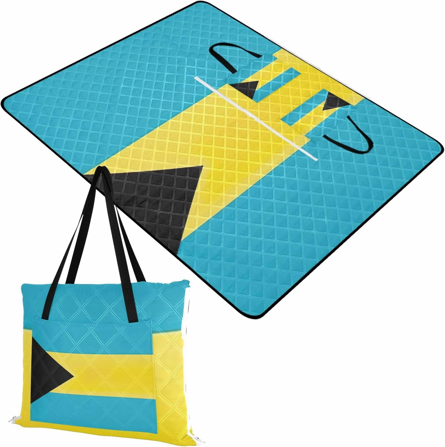 CHIFIGNO World Flag Pink Picnic Blanket Foldable Beach Blanket Sandproof Waterproof Floral Outdoor Camping Mat 80" x 60"