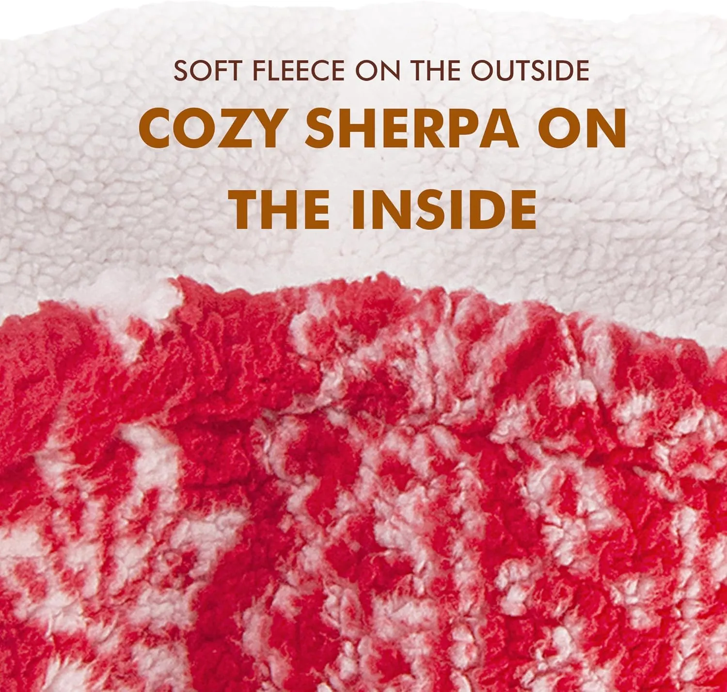 Christmas Sherpa Throw - 50" x 60" Snowflake Pattern, Super Soft Fluffy TV Blanket for Bed, Couch, Holidays - Red