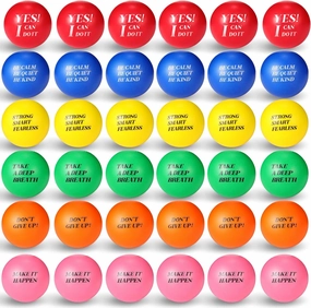 Civaner 60 Pieces Motivational Stress Balls Bulk or Adults Soft Foam Lightweight Mini Balls Inspirational Stress Relief Supplies Relief Anxiety Anger for Motivating Encouraging(Multicolor)
