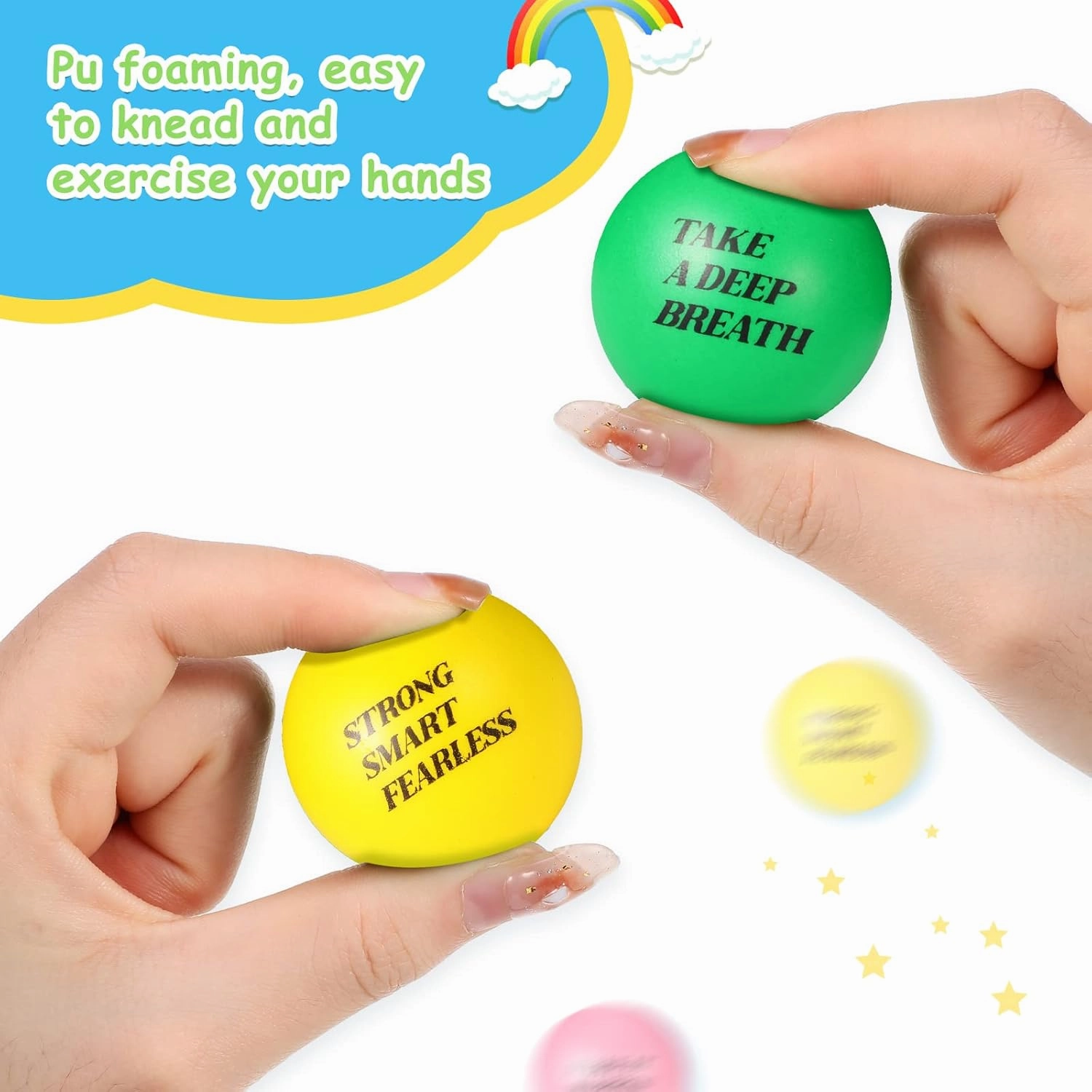 Civaner 60 Pieces Motivational Stress Balls Bulk or Adults Soft Foam Lightweight Mini Balls Inspirational Stress Relief Supplies Relief Anxiety Anger for Motivating Encouraging(Multicolor)