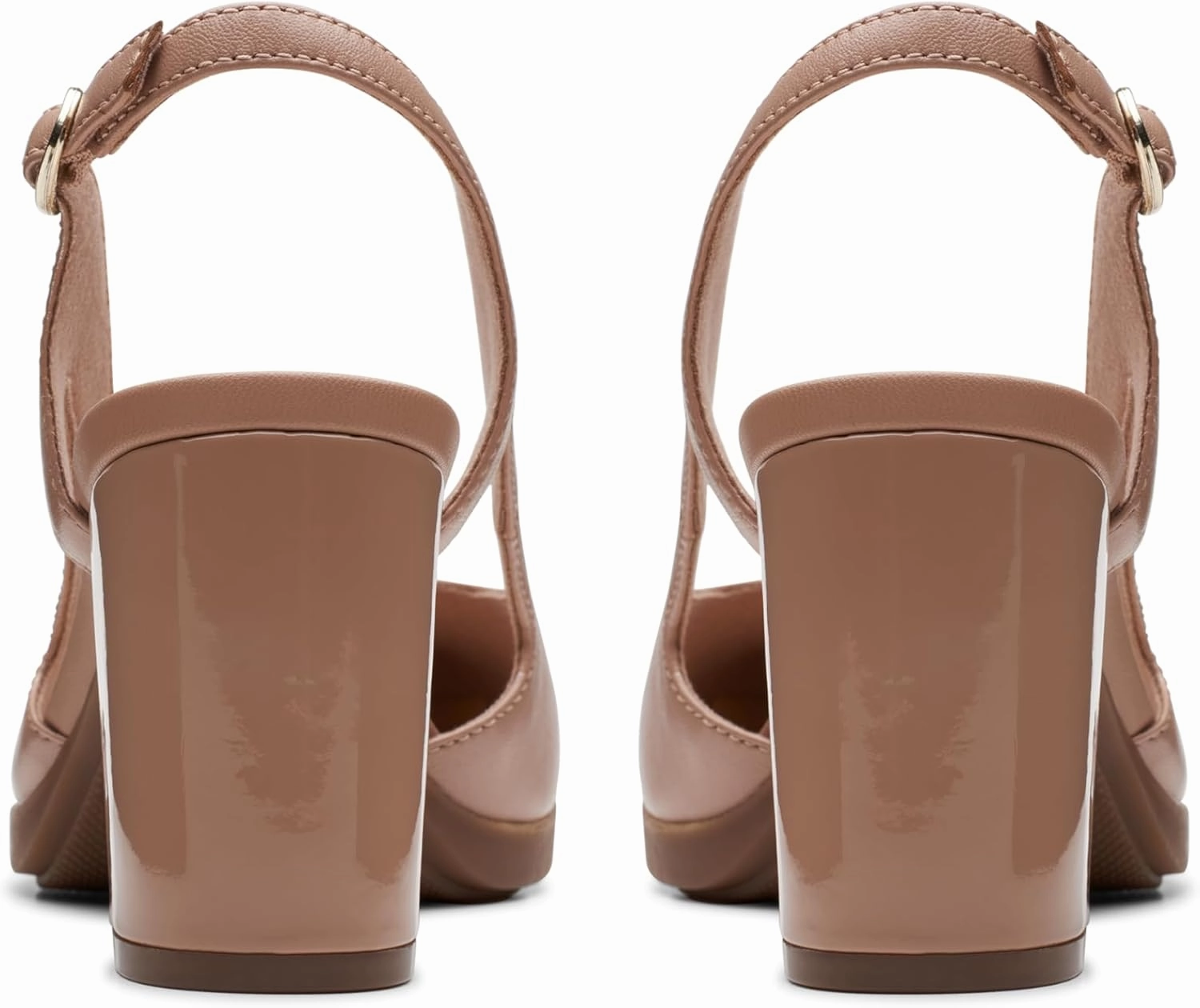 Clarks Womens 26177031 Block Heel Leather Slingback Heels