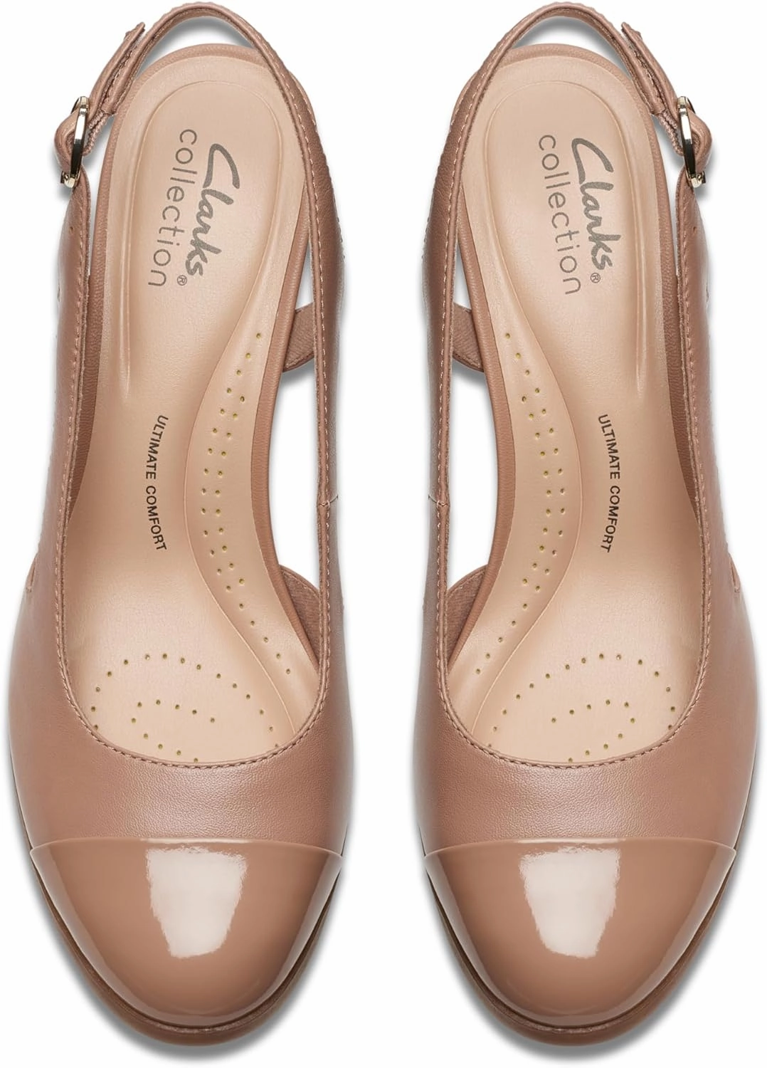 Clarks Womens 26177031 Block Heel Leather Slingback Heels
