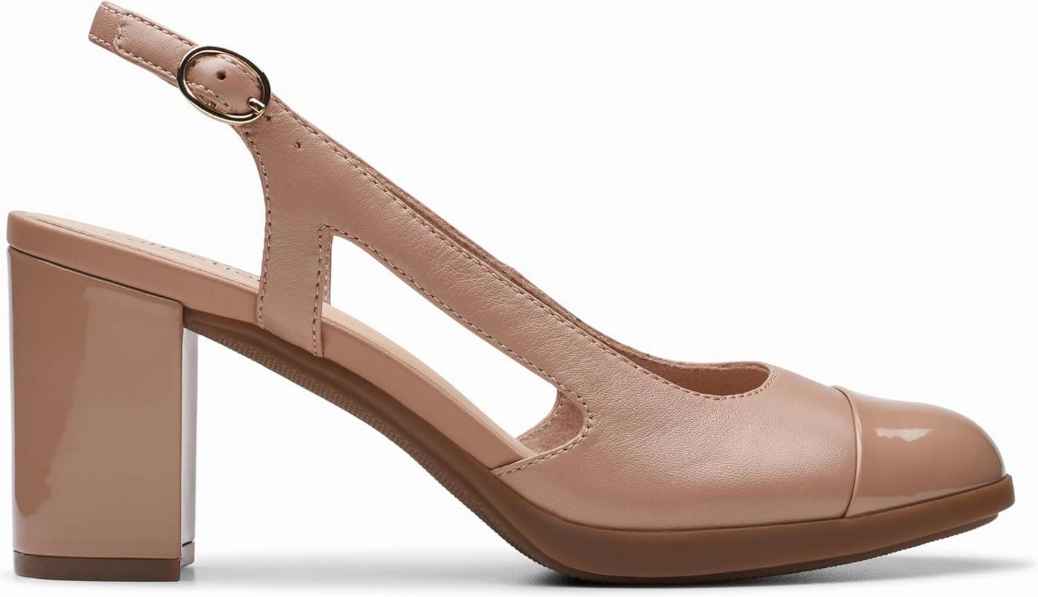 Clarks Womens 26177031 Block Heel Leather Slingback Heels