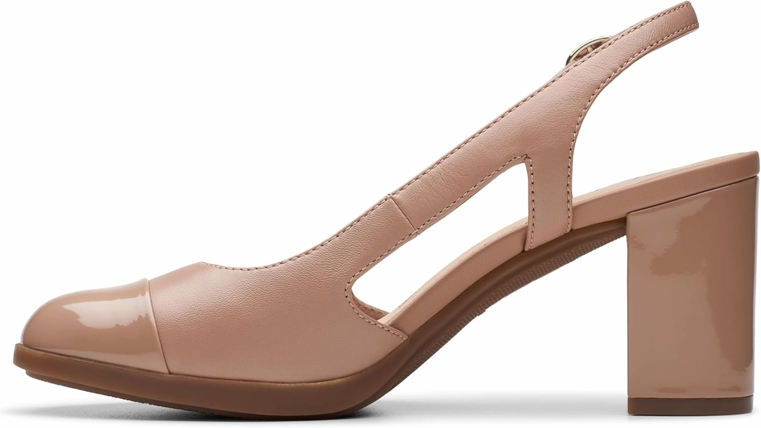 Clarks Womens 26177031 Block Heel Leather Slingback Heels
