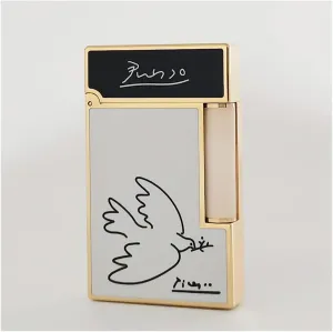 Classic Business Senior Lighter, Peace Dove Pattern, Clear Sound, Soft Adjustable Flame, Men, Fathers, Husbands, Fathers, Friends Choice(Gold)