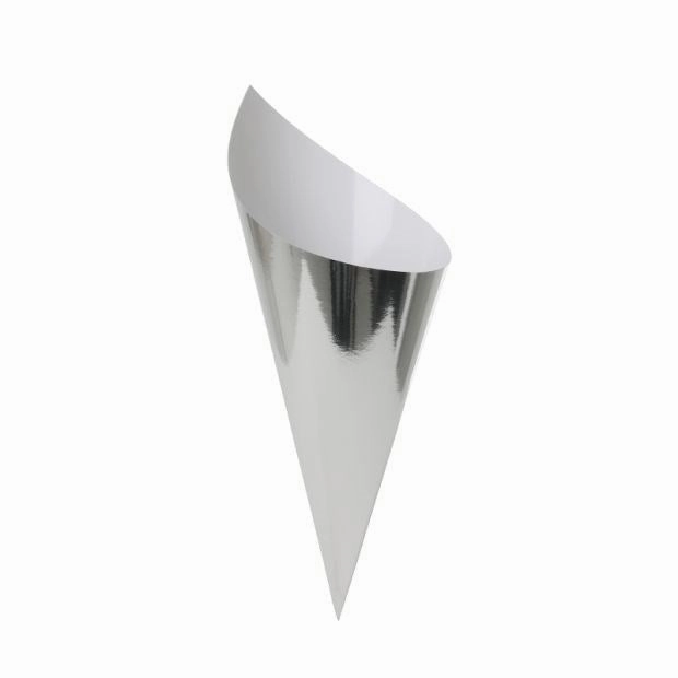 Classic Metallic Silver Snack Cone  (PK10)