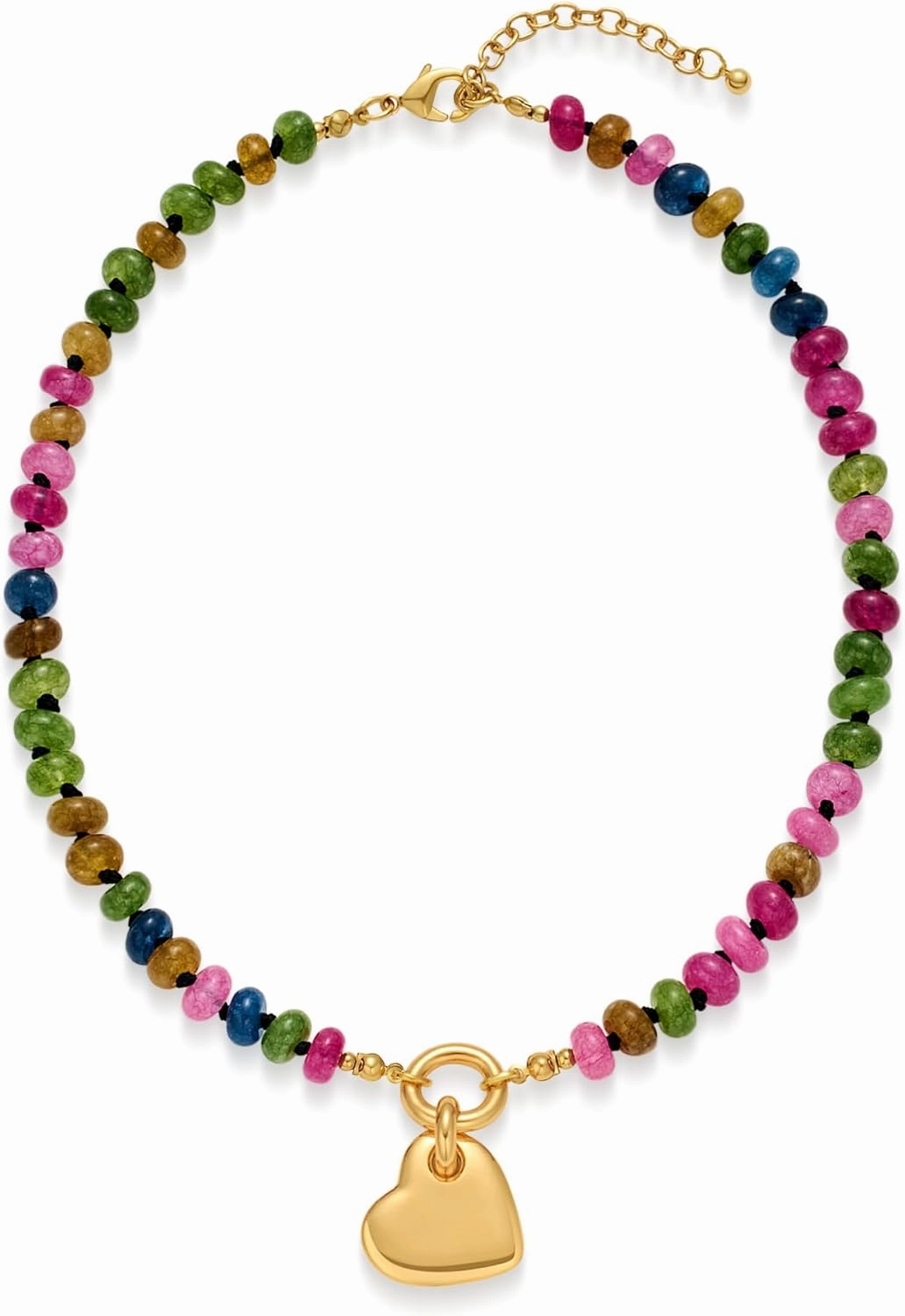 CLASSYZINT Gold Heart Pendant Necklace for Women Puffy Heart Necklace Beads Chain Necklace Statement Necklace Trendy Jewelry