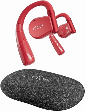 Cleer ARC II Sport Open Ear Headphones, True Wireless Ear Buds with Dual Mic, Sweat Resistant, Multi-Point Connect, 35 Hrs Playtime, Secure Fit, Bluetooth 5.3 Earbuds with Ear Hooks, Preset EQs, Red