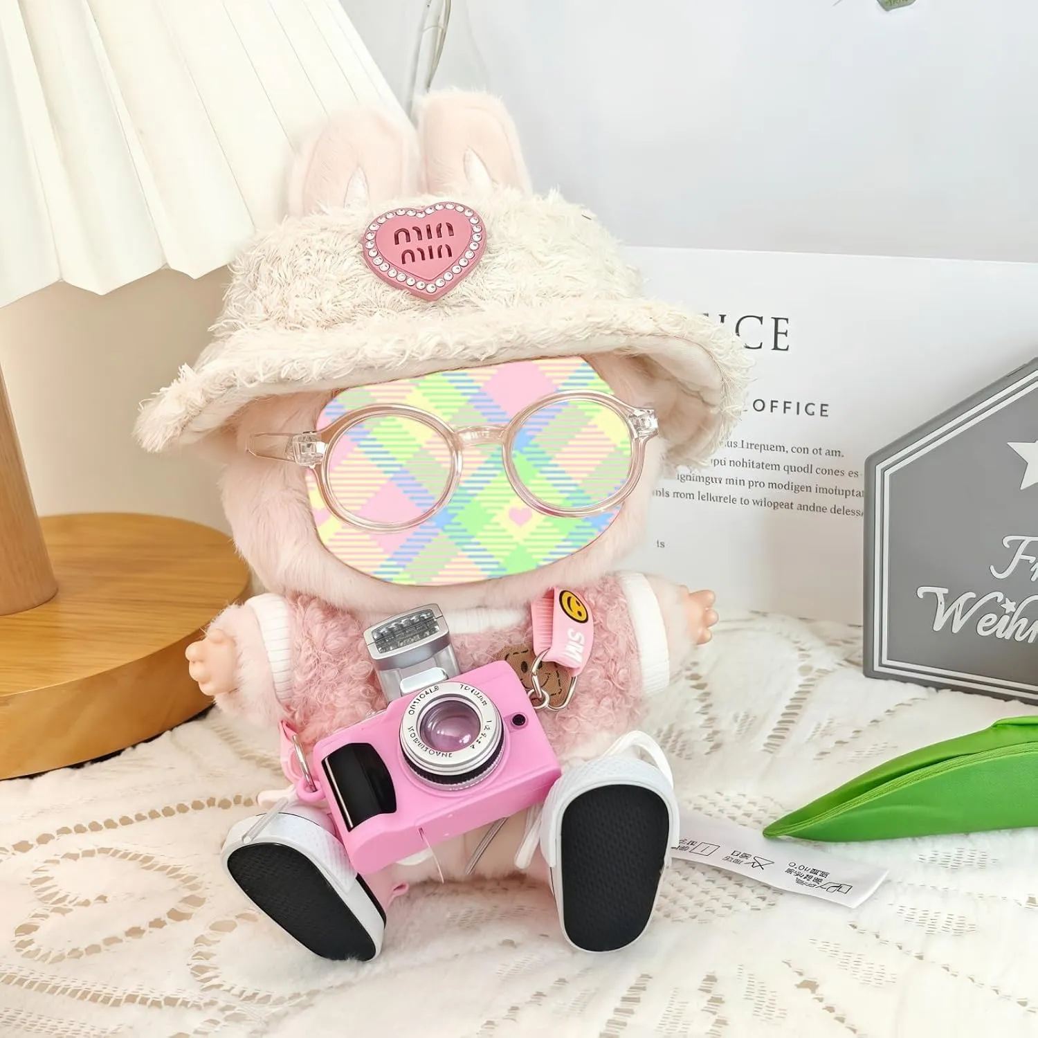 Clothes Set for Dolls Accessoriess (No Doll), Cute Kawaii Outfit Set 5 Pieces for 15cm 17cm Doll, Dress Up Doll Clothing Set Replacement with Hat Glasses Sweater Shoes