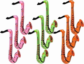 Colorful 22" Saxophone Inflates (3 Colors) Inflatable Musical Instrument for Pretent Play Concert Jazz Photo Shoot Booth Birthday Party DJ (3 Pink   3 Green   3 Orange (9 Pack))