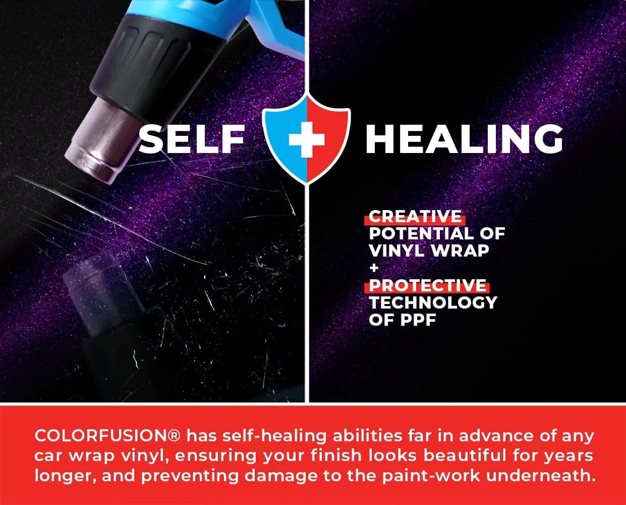 ColorFusion PPF by VViViD, Gloss Cosmic Purple Dry Apply PPF Vinyl Car Wrap Roll 1ft x 5ft