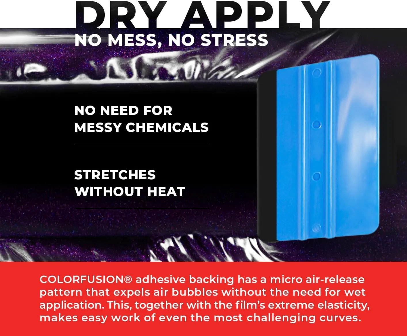 ColorFusion PPF by VViViD, Gloss Cosmic Purple Dry Apply PPF Vinyl Car Wrap Roll 1ft x 5ft