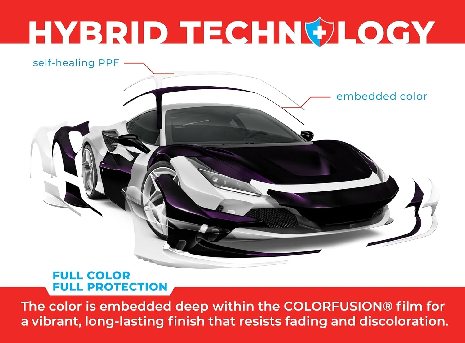 ColorFusion PPF by VViViD, Gloss Cosmic Purple Dry Apply PPF Vinyl Car Wrap Roll 1ft x 5ft