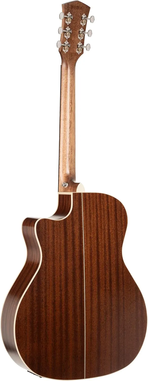 Cort Essence Series ES-GA4 Grand Auditorium Cutaway Acoustic Electric Guitar, Black Top Semi Gloss (GA4BTSG)