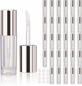 COSIDEA 30pcs 2.5ml Round Silver empty lip gloss tubes bulk with wand lipgloss bottle containers wholesale