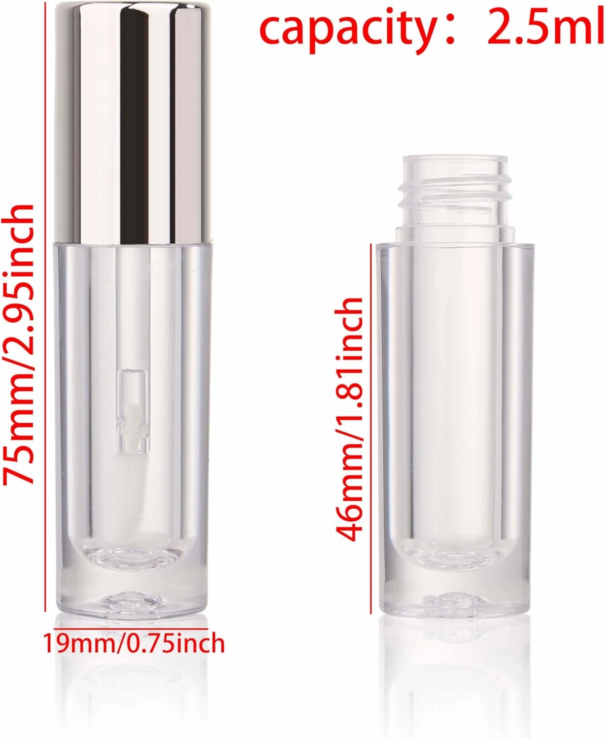 COSIDEA 30pcs 2.5ml Round Silver empty lip gloss tubes bulk with wand lipgloss bottle containers wholesale