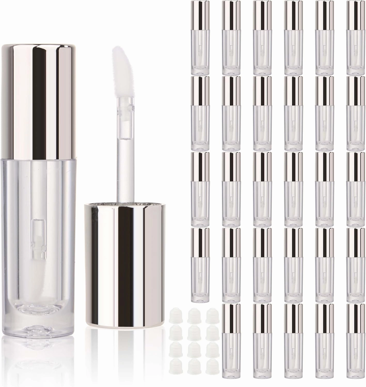 COSIDEA 30pcs 2.5ml Round Silver empty lip gloss tubes bulk with wand lipgloss bottle containers wholesale