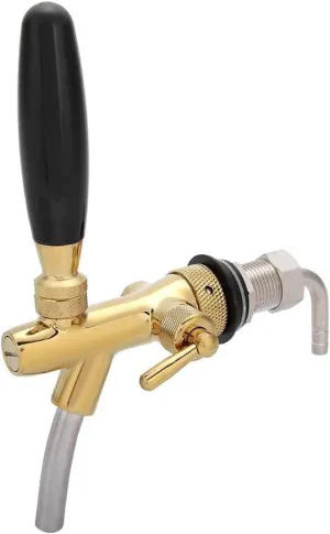 Cosiki Adjustable Beer Tap, Long Shank Draft Beer Adjustable Faucet, G5/8 Plating Stainless Steel Adjustable Beer Dispenser Tap Faucet for Home Barb (Gold)