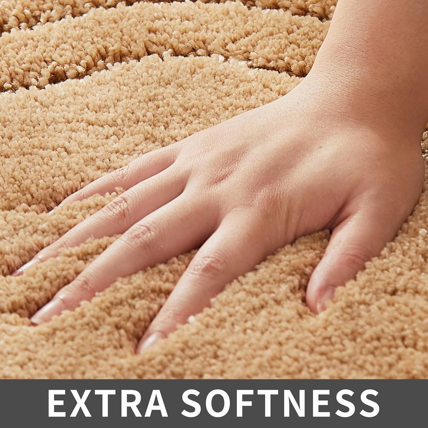 COSY HOMEER Extra Thick Bath Rugs for Bathroom - Anti-Slip Bath Linen Sets Mats Soft Plush 100% Strong Polyester Living Room Bedroom Water Absorbent(Beige,17x27 - Inches)