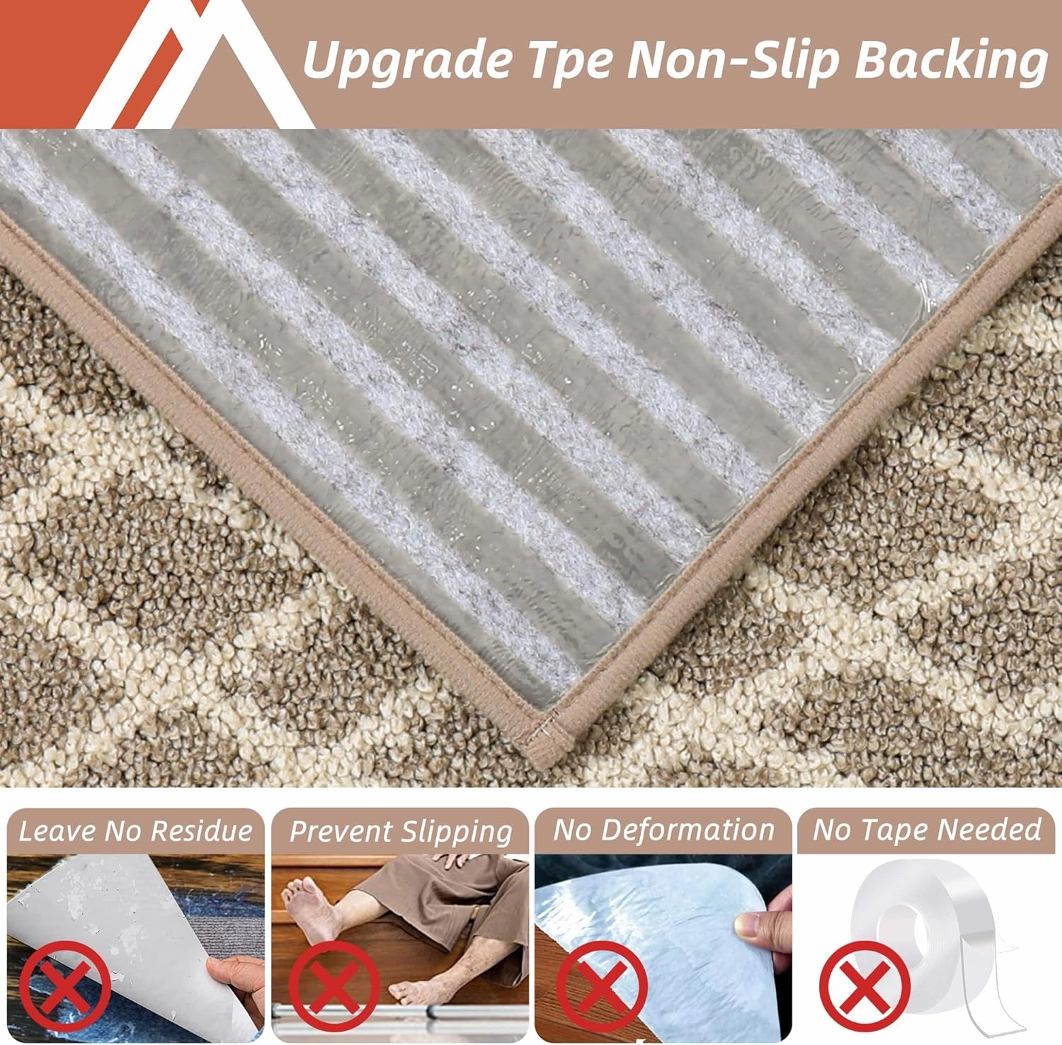 COSY HOMEER Soft Stair Treads Non-Slip Carpet Mat 28inX9in Indoor Stair Runners for Wooden Steps,Stair Rugs for Kids and Dogs, 100% Polyester TPE Backing 10pcs,Beige,Rhombus