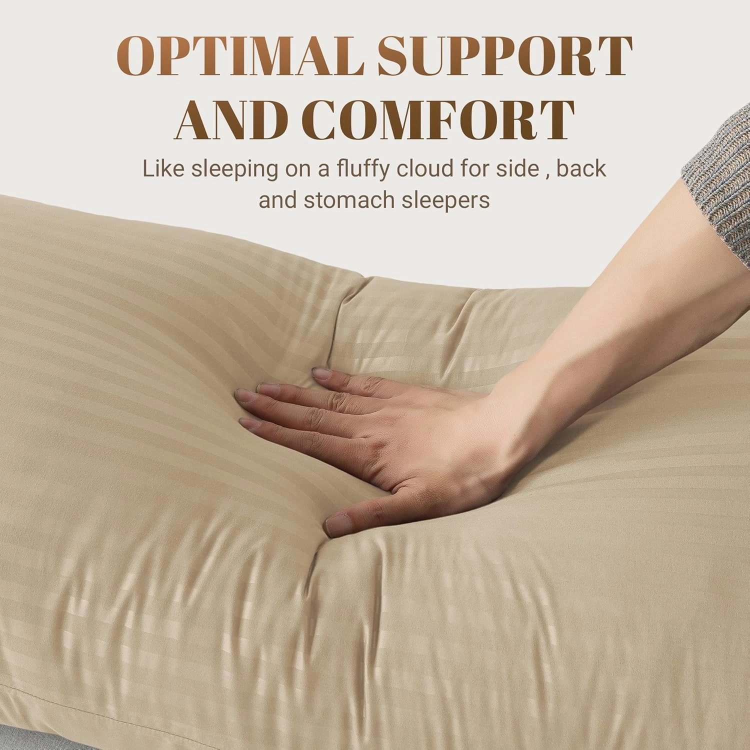 Cosybay Full Body Pillow Insert with Beige Pillowcase - Fluffy Long Bed Pillow for Adults - Firm Large Body Pillow with Washable Cover for Side and Back Sleepers - 20x54 Inch(Beige)