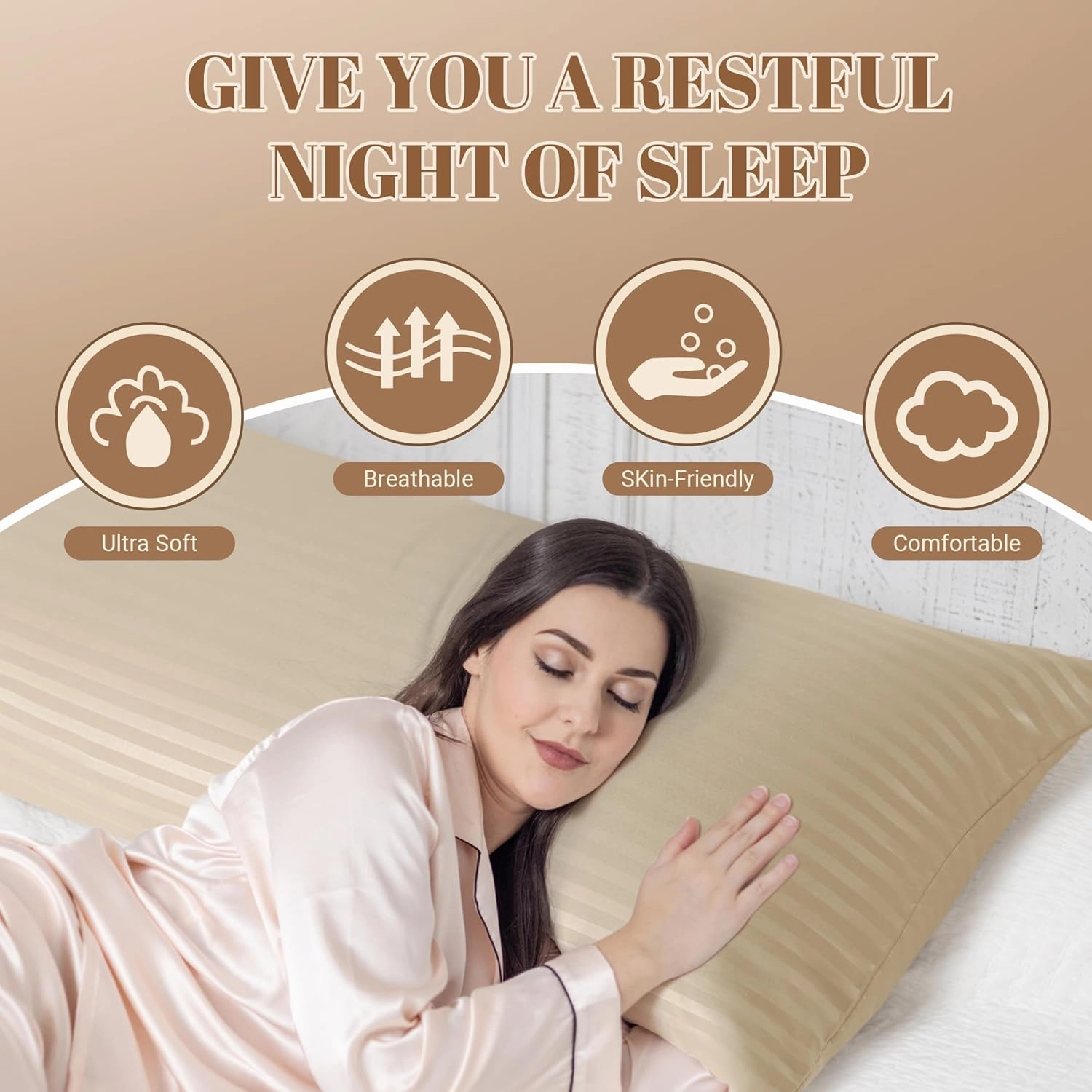Cosybay Full Body Pillow Insert with Beige Pillowcase - Fluffy Long Bed Pillow for Adults - Firm Large Body Pillow with Washable Cover for Side and Back Sleepers - 20x54 Inch(Beige)