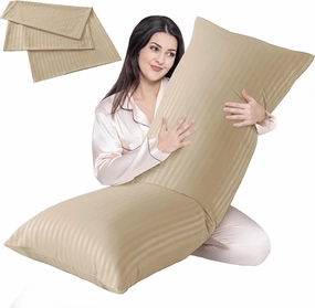 Cosybay Full Body Pillow Insert with Beige Pillowcase - Fluffy Long Bed Pillow for Adults - Firm Large Body Pillow with Washable Cover for Side and Back Sleepers - 20x54 Inch(Beige)