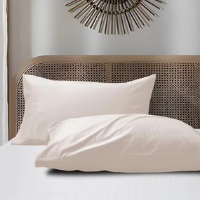 Cotton Pillow Cases Standard Size Set of 2, 800 Thread Count 100% Egyptian Cotton Sateen Weave Pillowcases, Natural Soft & Breathable Pillow Covers with Envelope Closure (Beige 2Pcs)