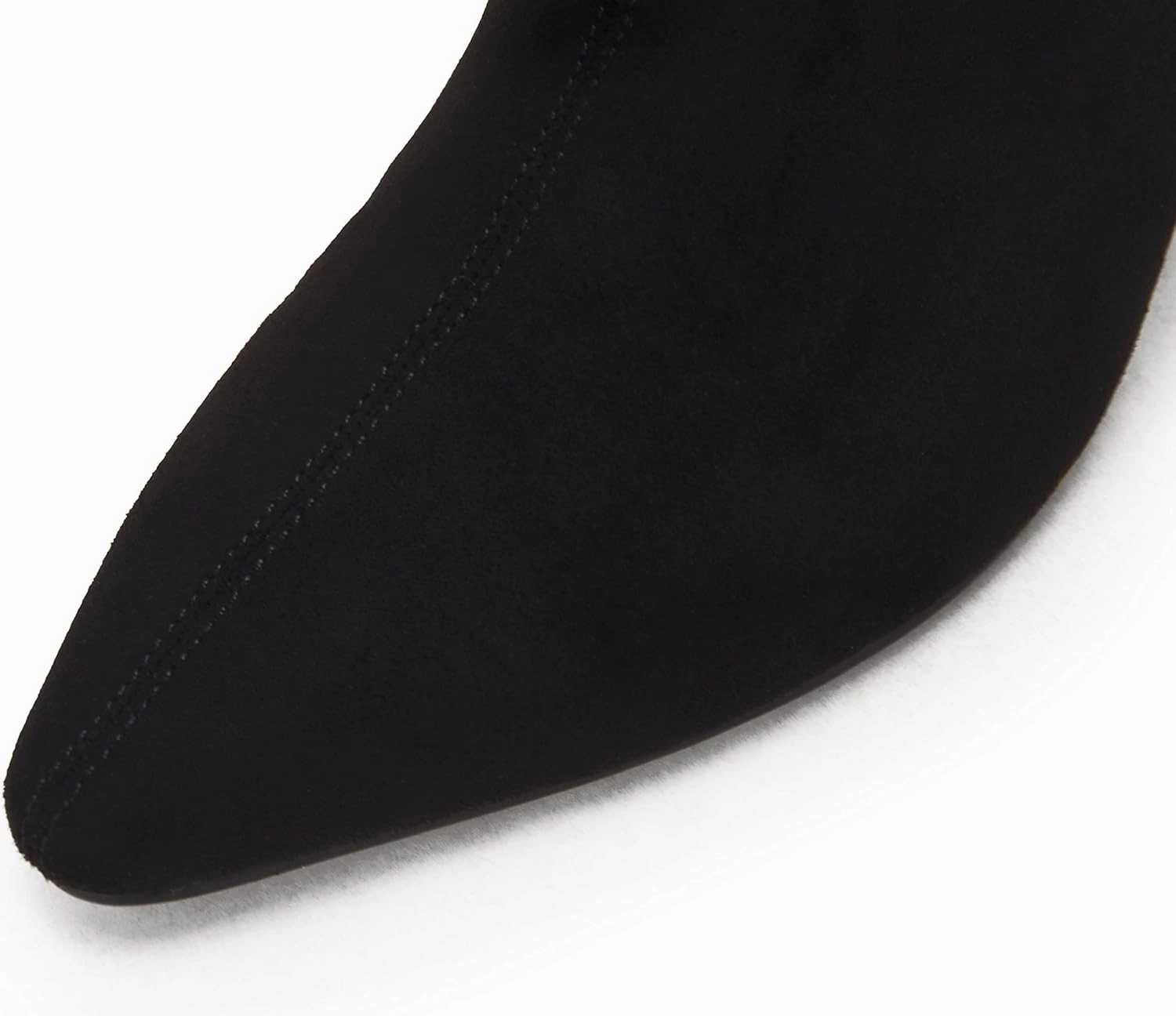 Coutgo Womens Knee High Boots Pointed Toe Kitten Heel Side Zipper Stretchy Vegan Suede Comfort Fall Winter Boot