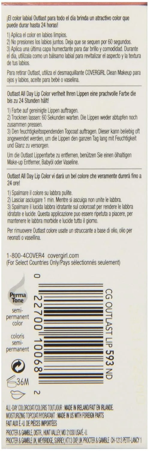 CoverGirl Outlast All Day Two Step Lipcolor, Nude 593, 0.13 Ounce