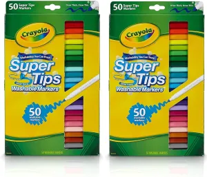 Crayola Super Tips Markers, Washable Markers, Gift, 50 Count-2 Pack