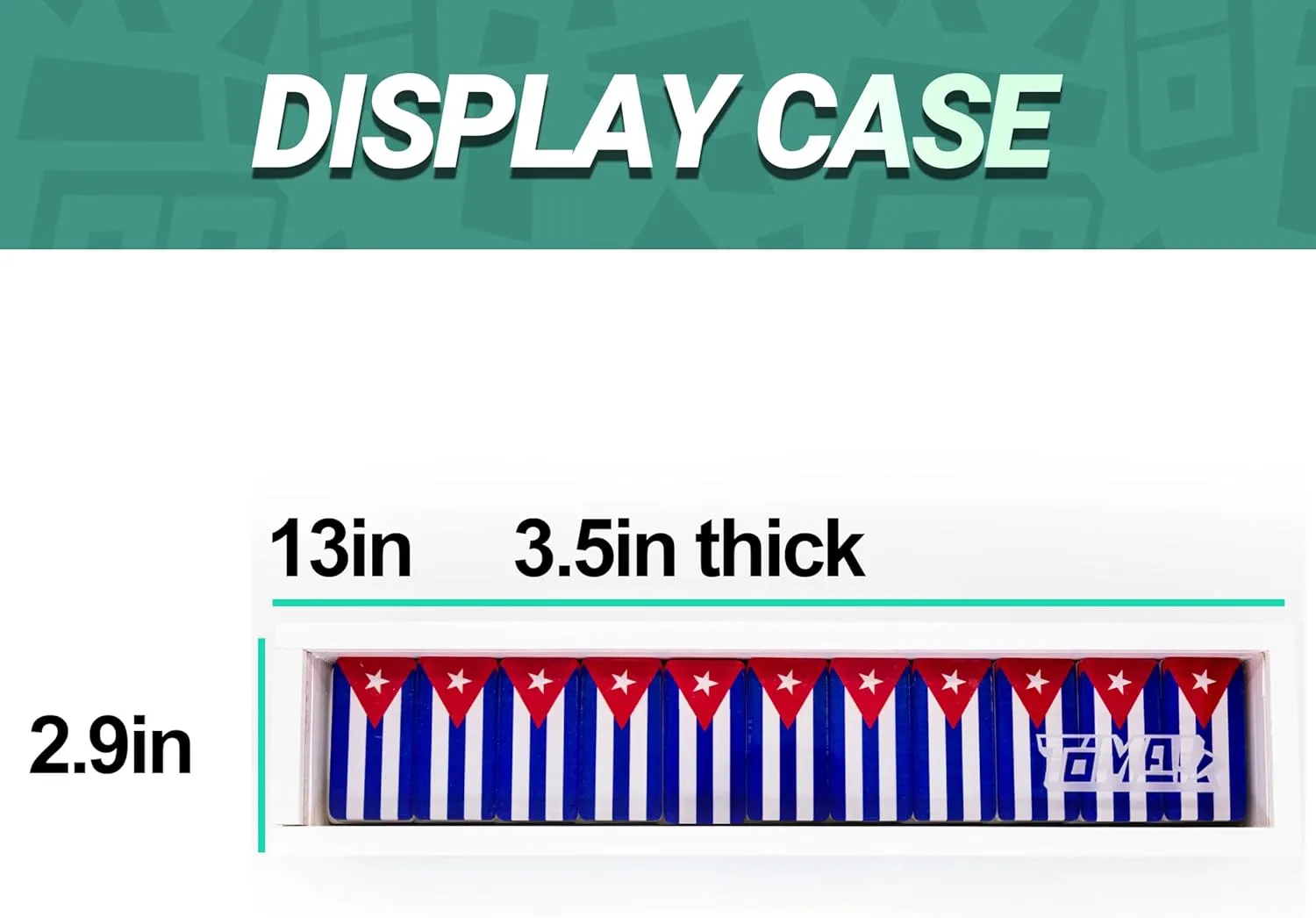 Cuban Flag Dominoes Set, Clear Acrylic Design with Black Pips & Blue Divider, Dominoes Set for Adults, Double 9, 55 Tiles in White Wooden Box