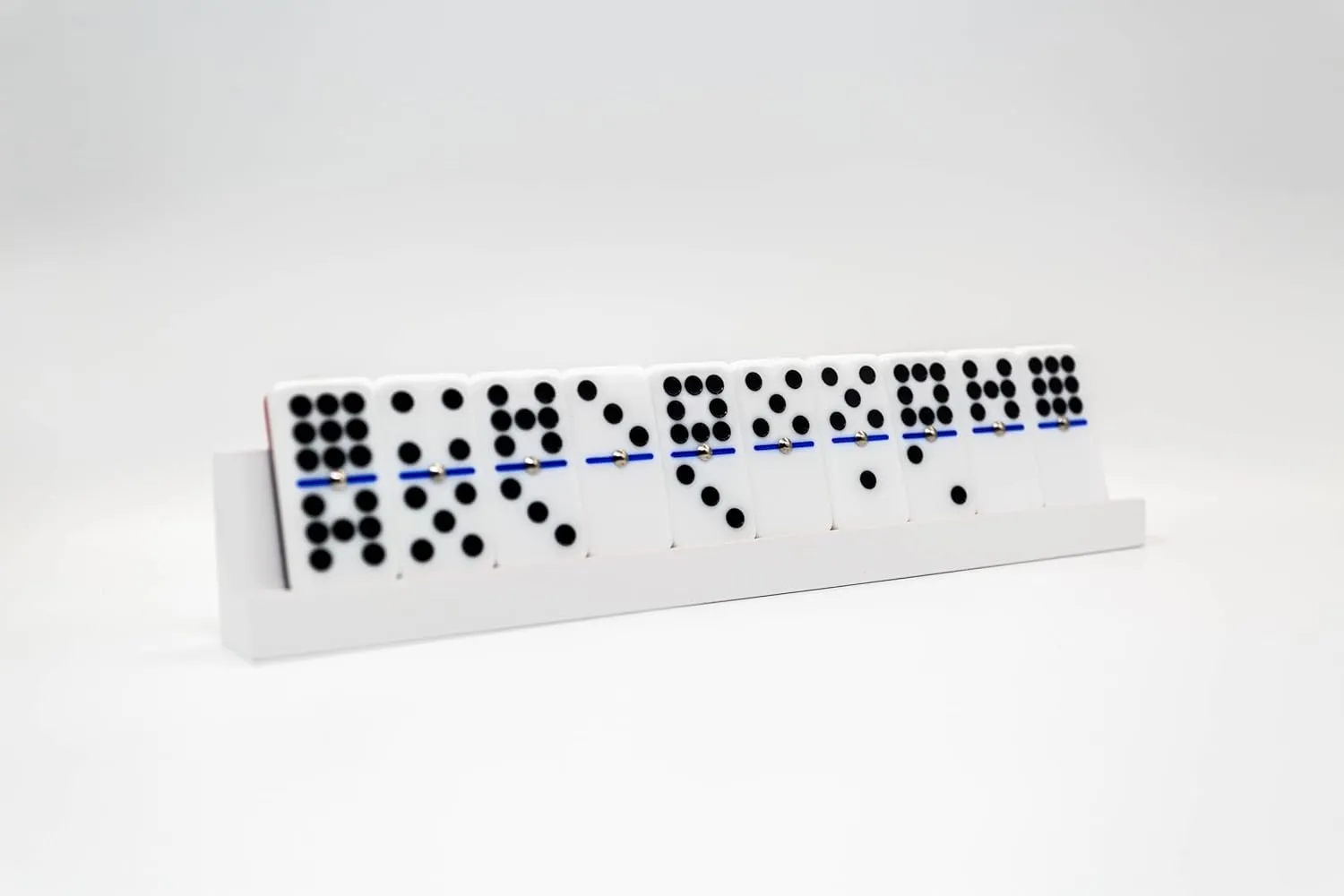 Cuban Flag Dominoes Set, Clear Acrylic Design with Black Pips & Blue Divider, Dominoes Set for Adults, Double 9, 55 Tiles in White Wooden Box